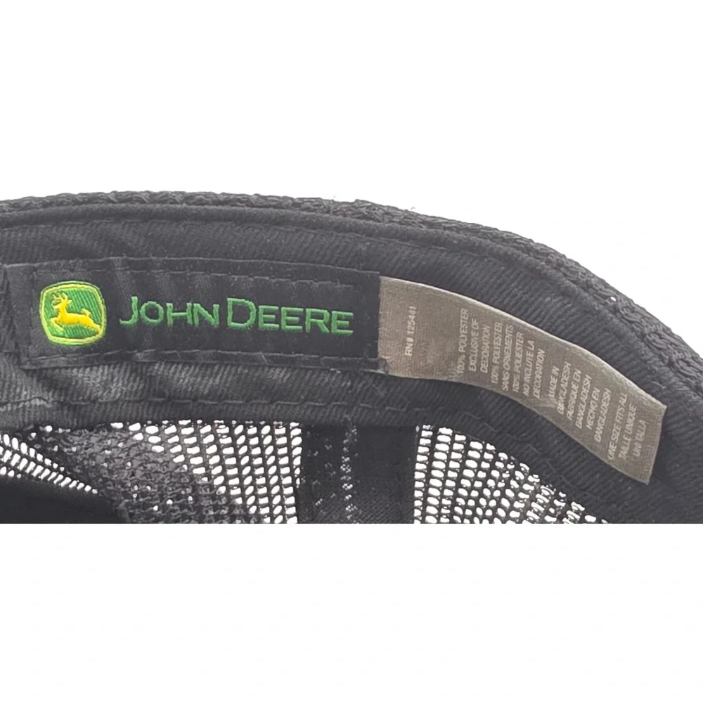John Deere Trucker Hat Grey Black Embroidered Logo Snapback